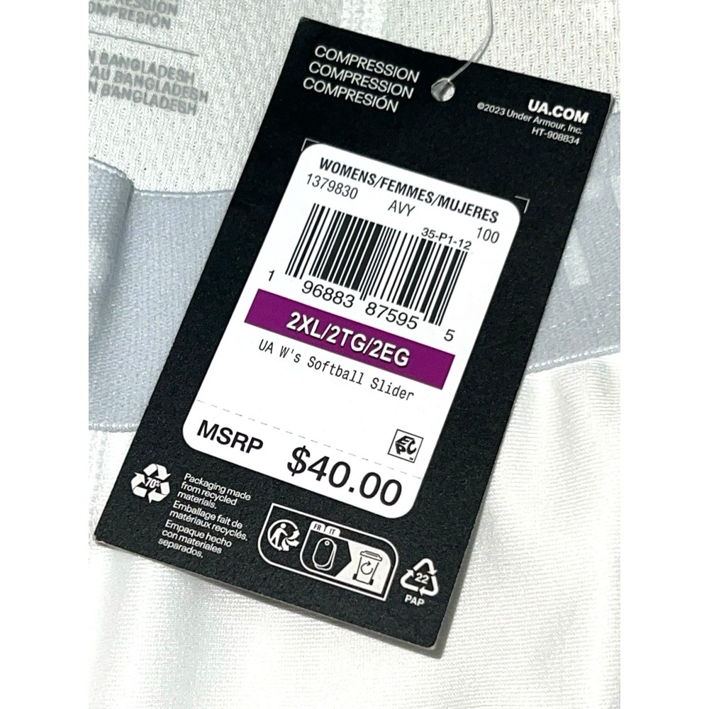 NEW Under Armour Women's Compression Slider Shorts White Size‎ 2XL New With Tags - Picture 3 of 8